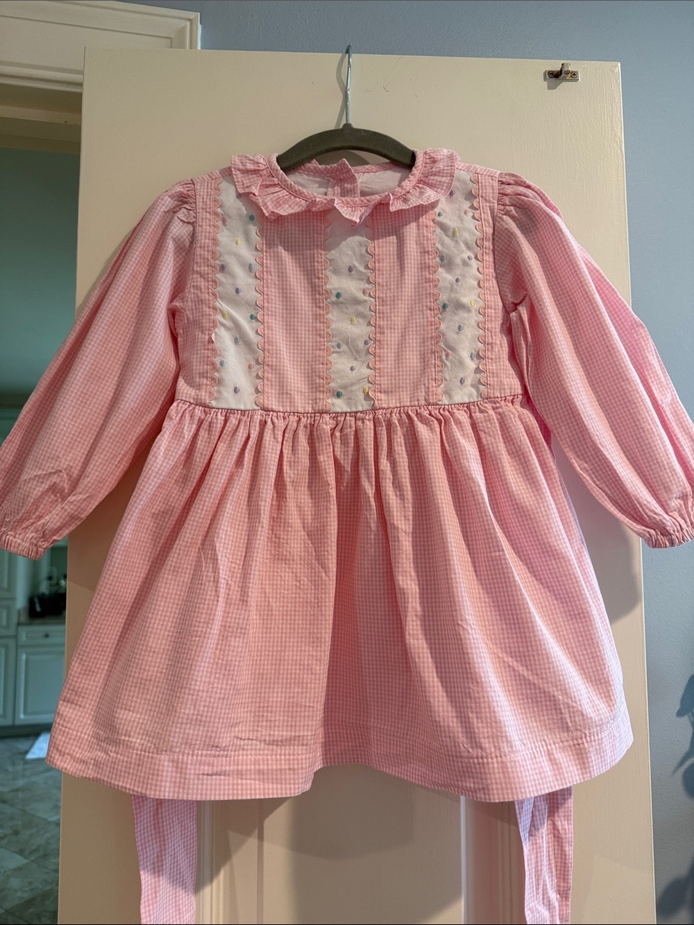 James & Lottie Blake Gingham Ruffle Collar Girls Party Dress
